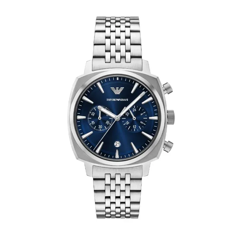 Emporio Armani Chronograph Blue Dial Rectangular Men's Watch- AR11688